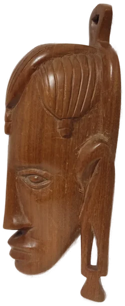 Edle Hartholz-Wandmaske ca. 19 cm – massive Handarbeit mit feiner Schnitzerei – Vorschau 3