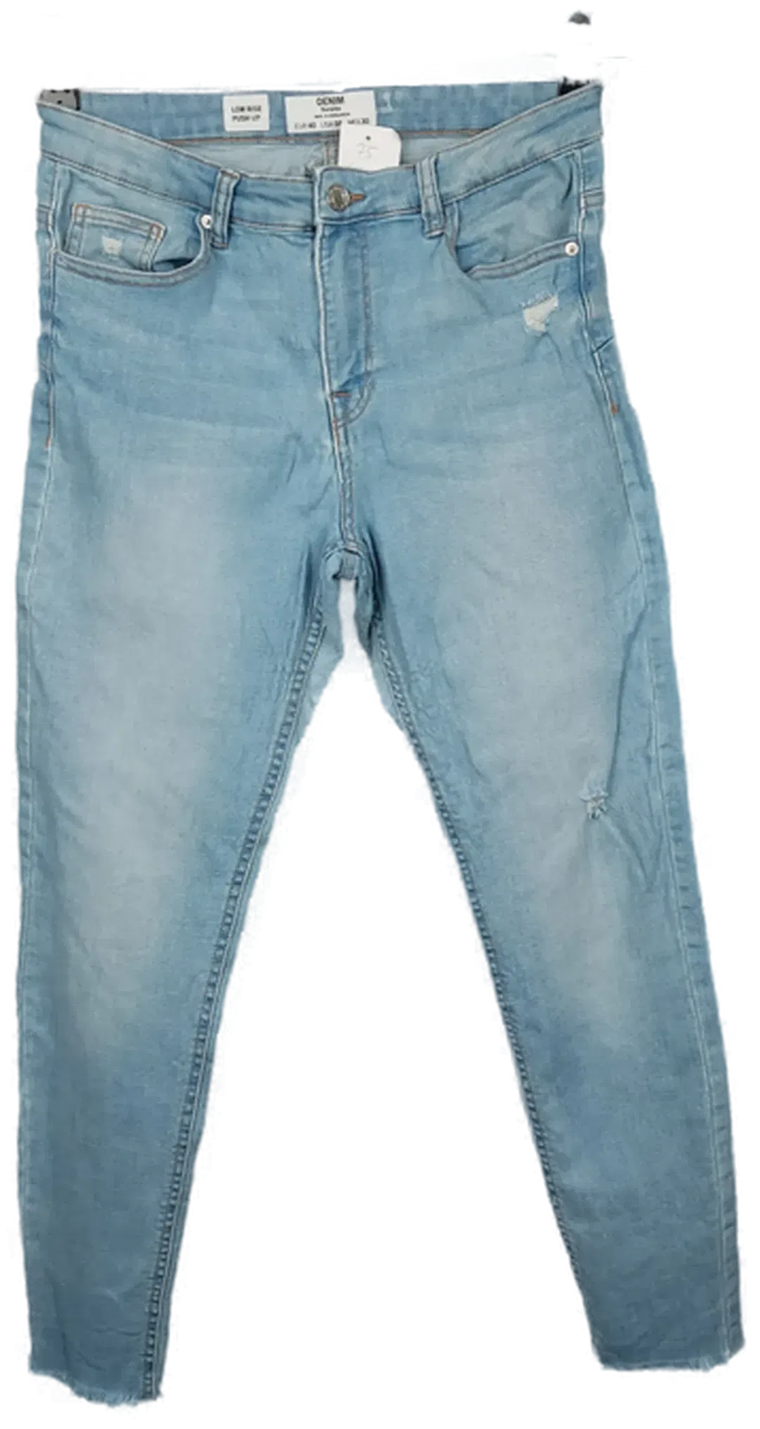 Bershka Denim Low Rise Push Up Damen Used Look Jeans Gr. 40, W28/L27 - Bild 1