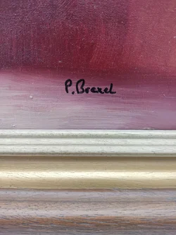 Ölgemälde Leinen auf Holzrahmen mit Golddekor 64×54 cm | Vintage-Schatz - Bild 3