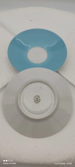 Lilien Porzellan Mokka-Untersetzer 2er Hellblau/Lila | Vintage - Bild 5