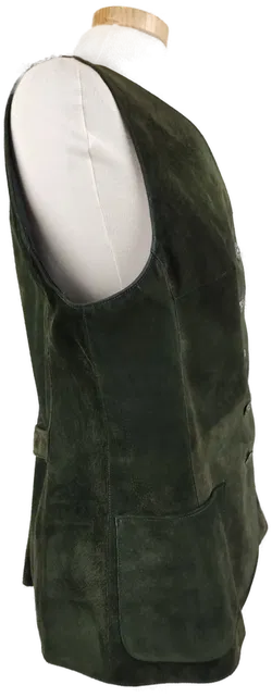 Grünes Gilet aus Rauhleder mit Trachtenknöpfen - Brustumfang: 46cm - Bild 3