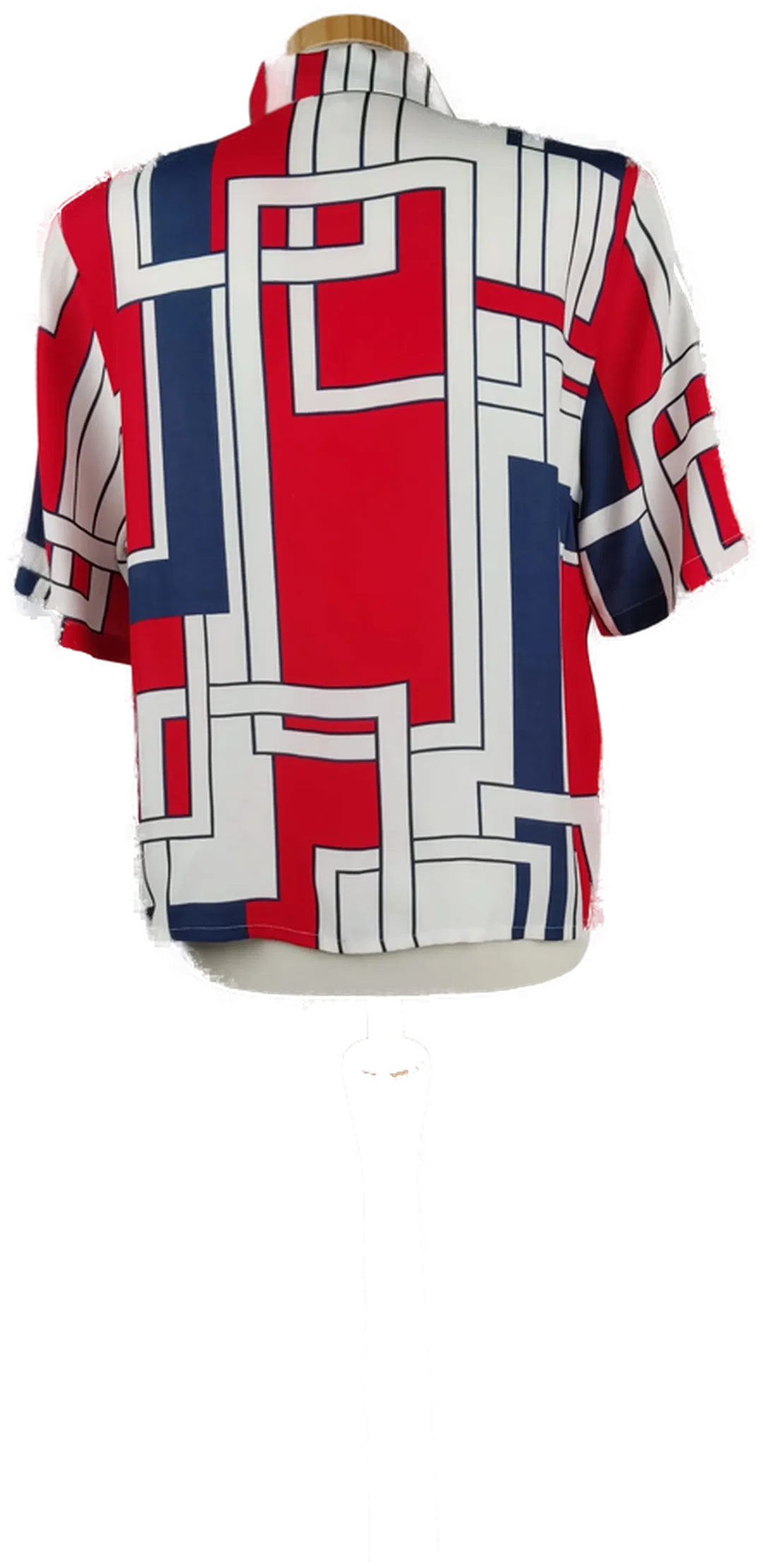 Damen-Bluse kurzarm rot/blau/weiss-gemustert - L/40 – Bild 2