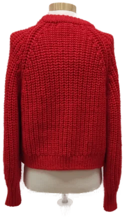 Kurze Damen Grobstrickweste mit Knöpfen, Rot, Gr. M - Bild 3