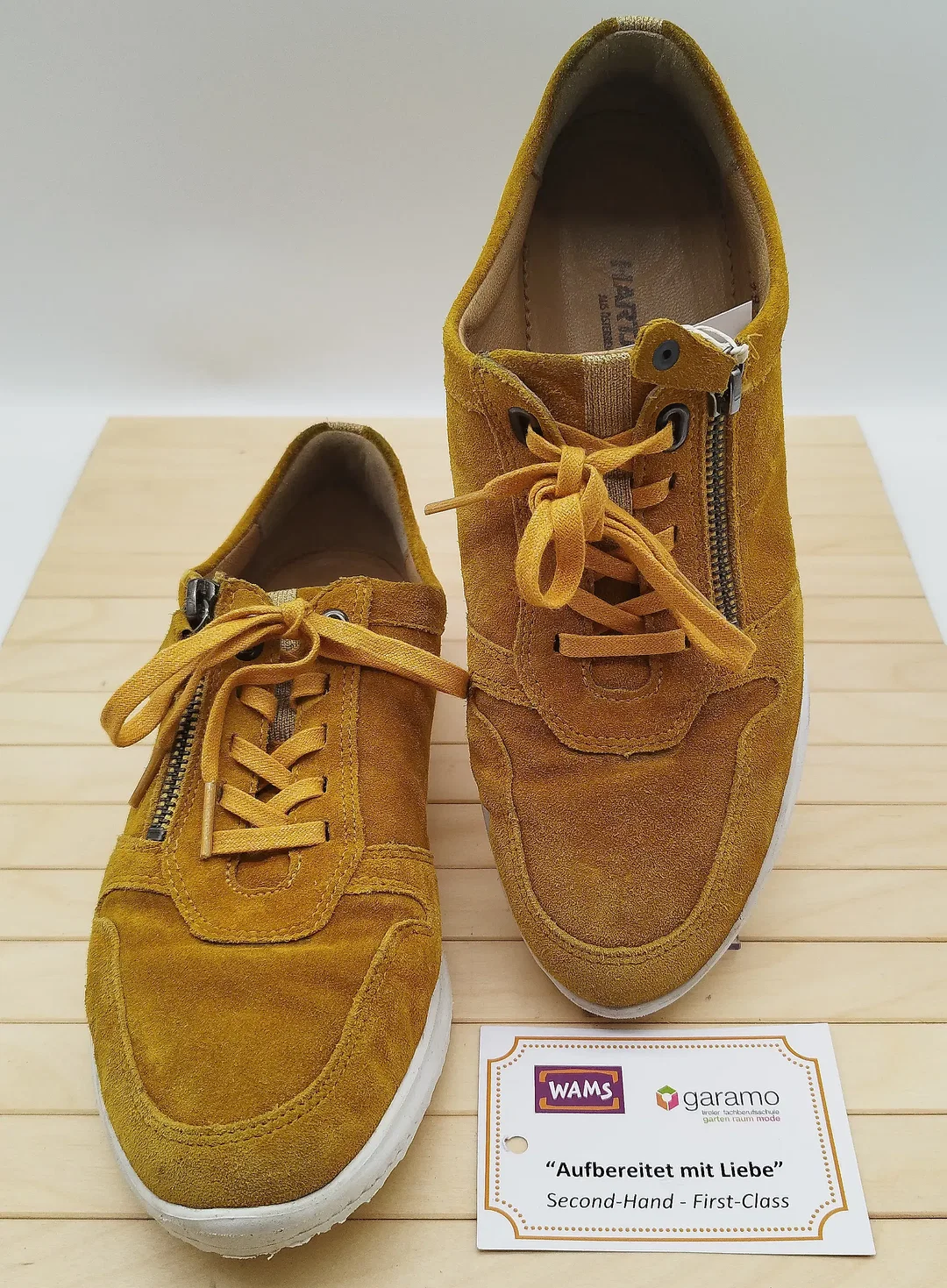 Hartjes Leder Sneaker Currygelb Unifarben, Gr. 38,5 - neu besohlt  - Bild 1