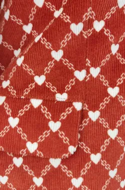 Damen Cord Blazer mit Herz-Muster, Seitentaschen, Terracotta, Gr. XS - Bild 4