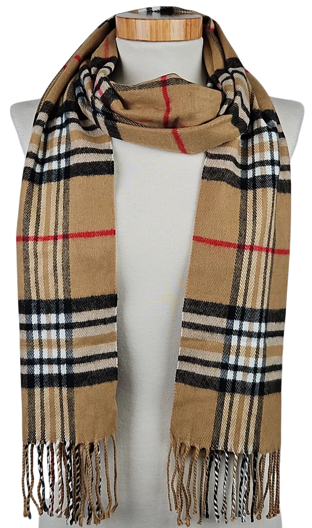 Damen Schal - beige /karierter – Bild 2