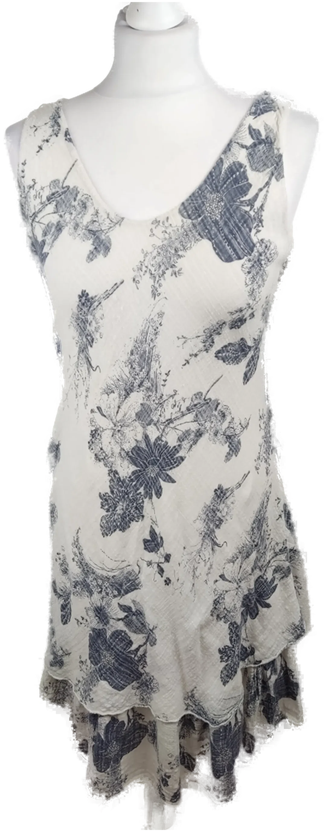 Geblümtes Baumwoll-Midikleid S/36 in Cremeblau | Frühlingsliebe – Bild 1