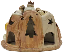 Keramik Krippe Teelichtbeleuchtung Weihnachten - Bild 2