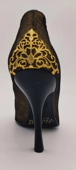 VITAMORI Damen Pumps, gold/bronze mit Verzierungen - Gr.36 – Vorschau 3