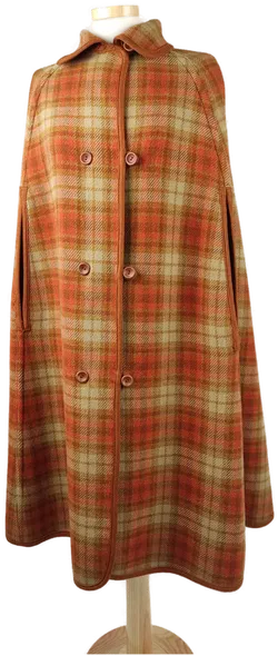 Wetherall Vintage-Cape / Beidseitig verwendbar / kariert bzw. unifarben / Einheitsgröße - Bild 1