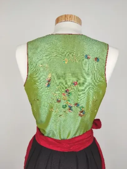 Salzburger Dirndl-Look Damen Trachten Kleid, grün/schwarz/rot - Gr. XS – Bild 6