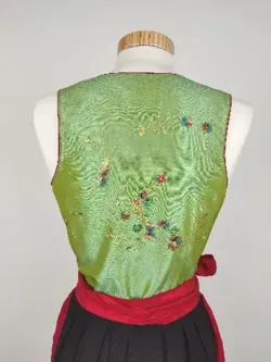 Salzburger Dirndl-Look Damen Trachten Kleid, grün/schwarz/rot - Gr. XS - Bild 6