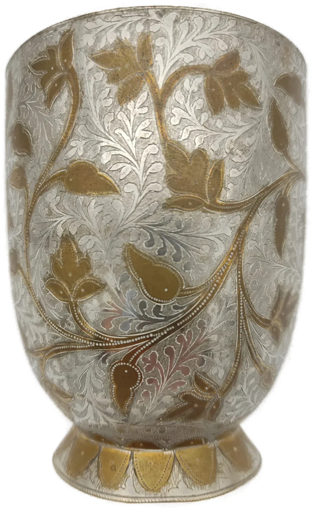 Messingbecher mit floraler Gravur | Indischer Vintage-Schatz – Bild 3