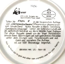 Hutschenreuther Sammelteller 1988 - „Gartenrotschwanz“ von Ursula Band (Teller 5754 E) - Bild 3