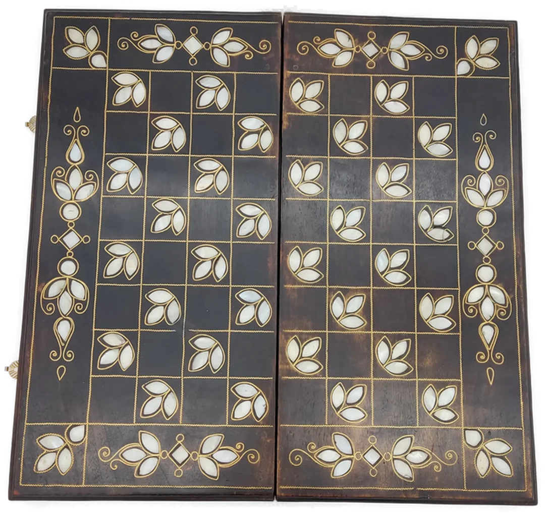 Backgammon Sonstige Messing/Perlmutt (1 Stein fehlt) | Vintage-Charme – Bild 9