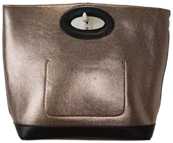 Ital. Edel-Shopper Metallic Silber, Tragegriff und Schulterriemen, kleines Innenfach - Bild 2