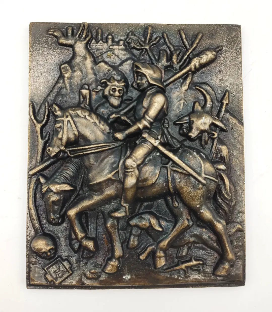 Metallguss-Relief: Ritter- Tod & Teufel nach Kupferstich von Albrecht Dürer  - Bild 2