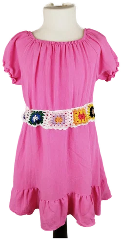 Granny Square Kinderkleid - Gr. 116cm / 90% Viskose - Bild 1