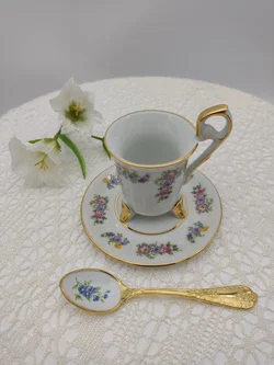 TK Thun Böhmen Porzellan Sammeltasse-Set (Mokkatasse, Untertasse, Löffel)  | Original Tschechoslowakei – Vorschau 2