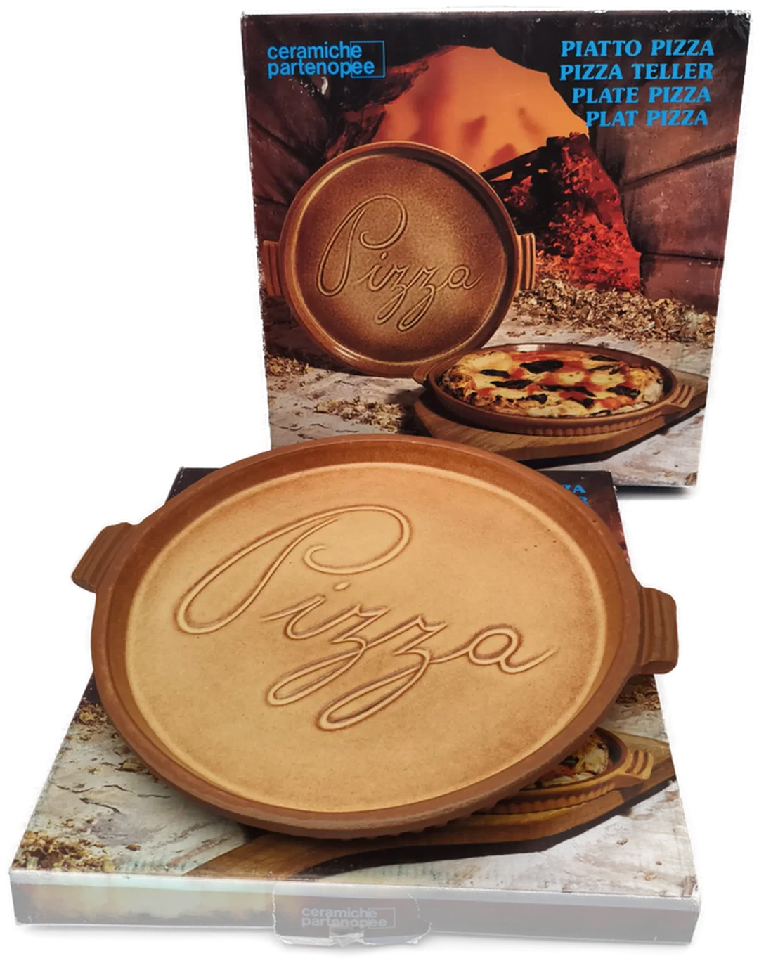2 Stk. Pizzateller, 70er, Vintage, Ton – Bild 1