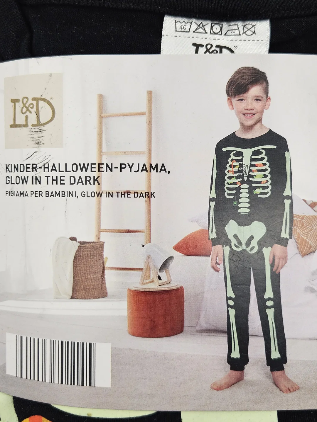 L&D Kinder-Halloween-Pyjama Glow in the Dark #4, schwarz - Gr- 134/140 – Bild 2