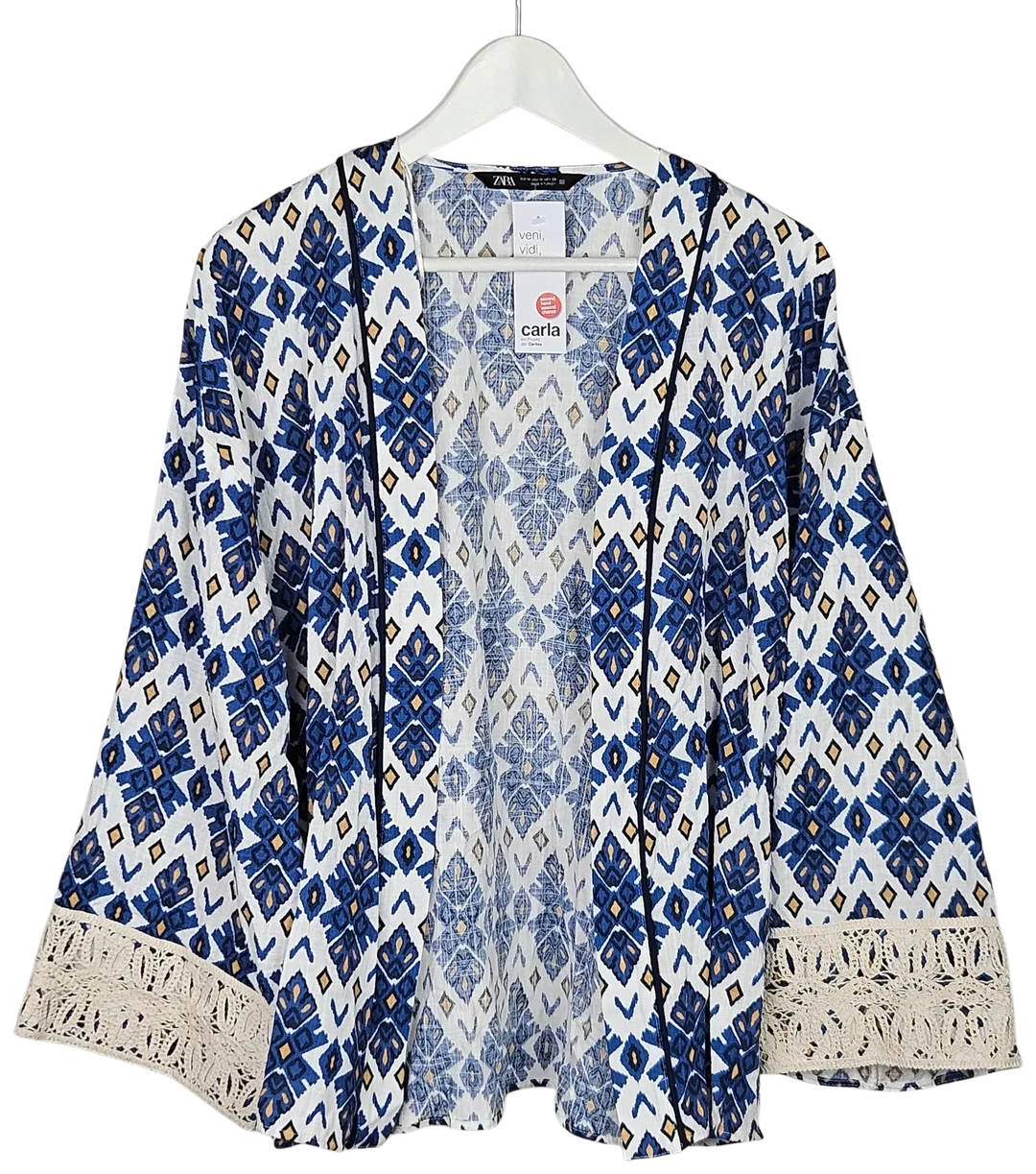 ZARA Damen Bluse, blau/weiß - Gr. M  - Bild 4