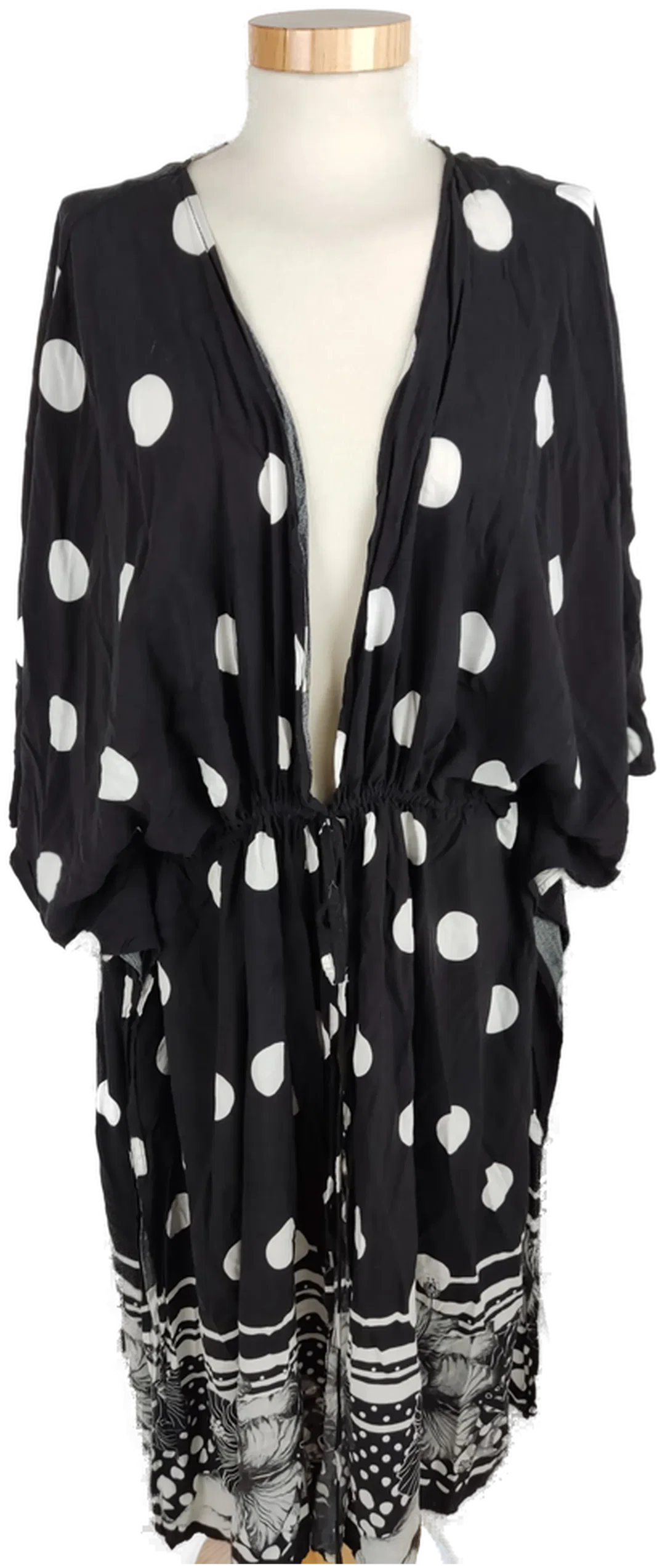 Ulla Popken Strandkleid, schwarz/weiß gepunktet, Größe XXL (geschätzt), Viskose - Bild 1