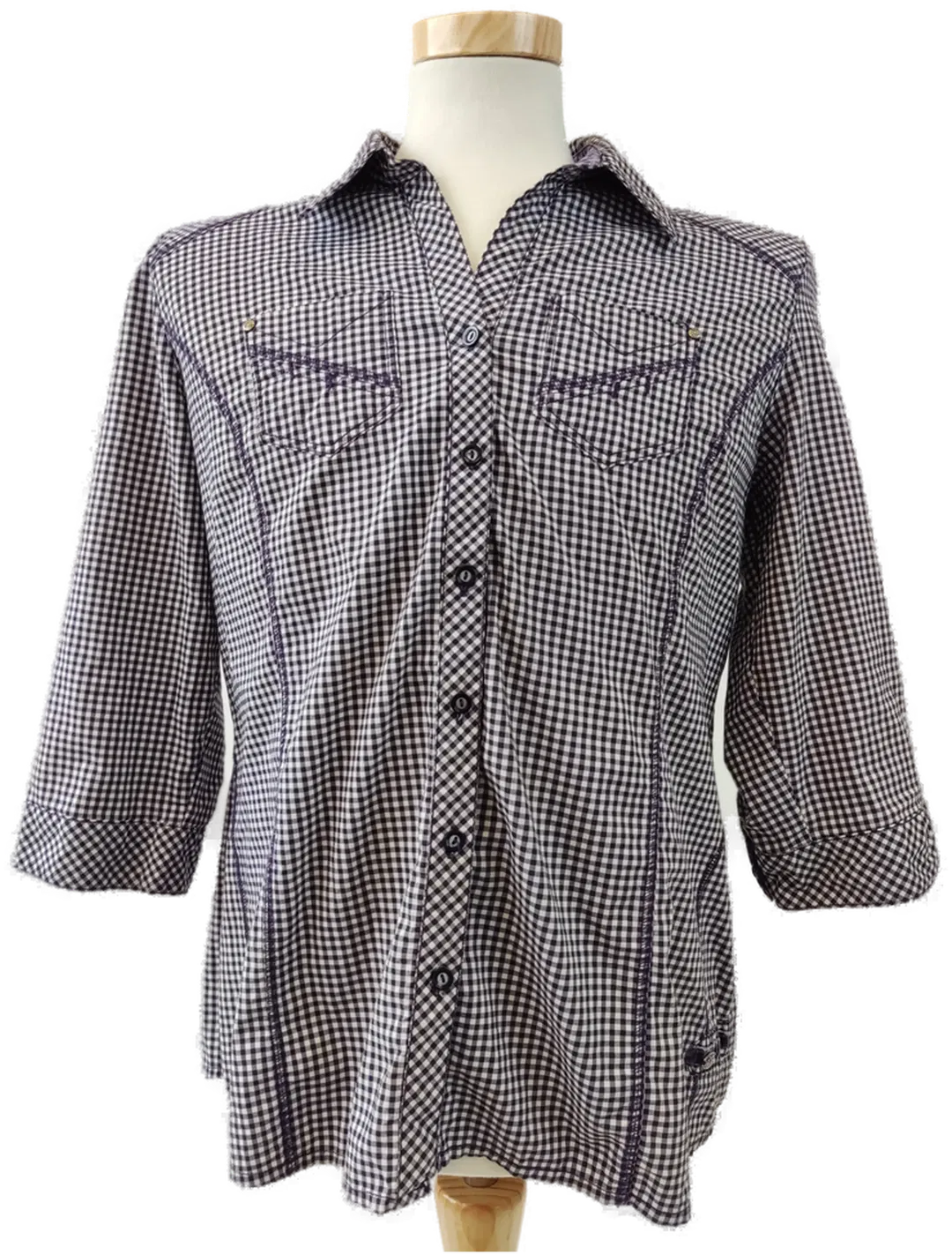 CECIL Herren Hemd Kurzarm weiß, violett, kariert - Gr. L - Bild 1