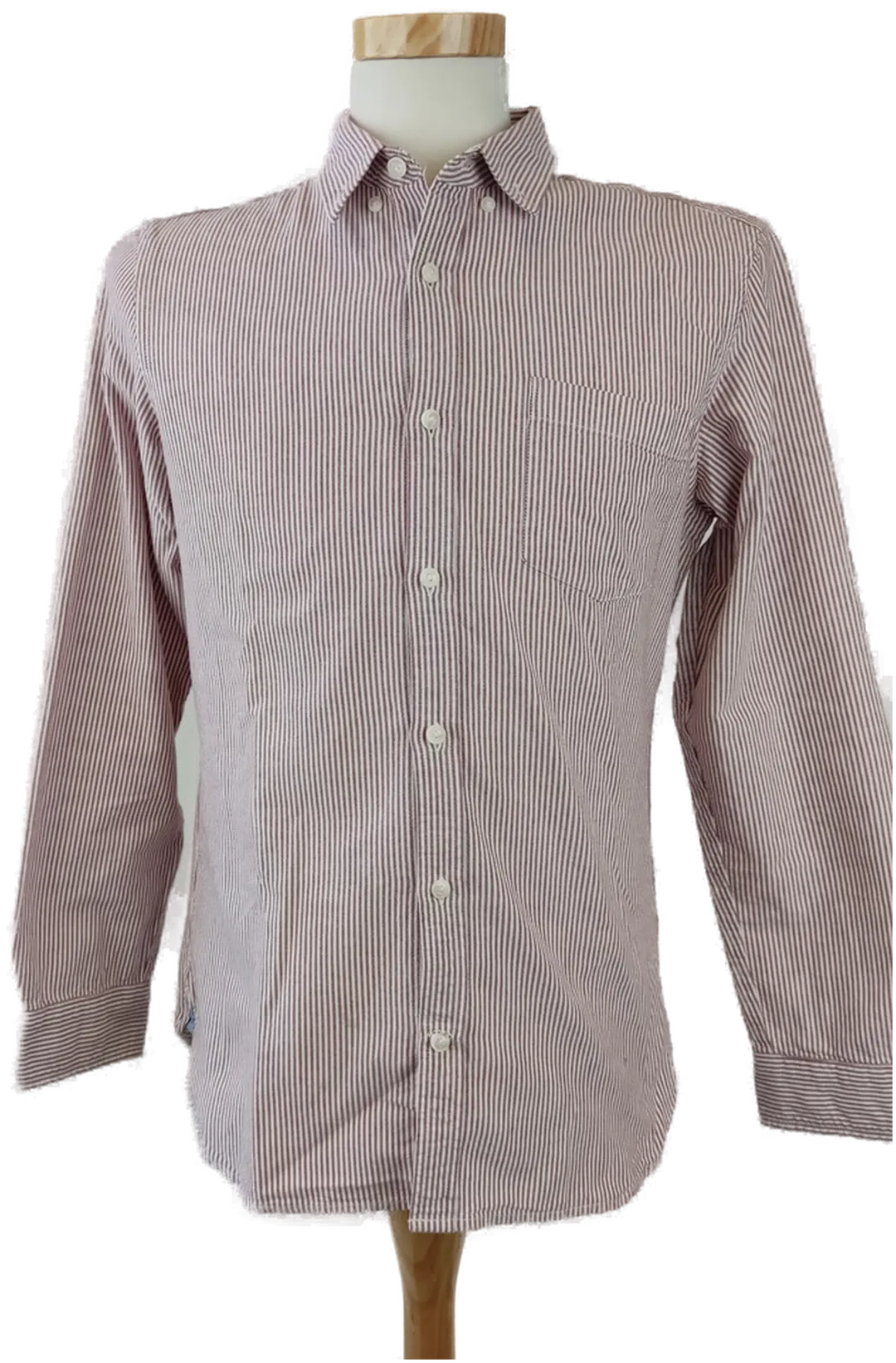 Pull&Bear Herrenhemd rot-weiß gestreift - Gr. M (eng geschnitten) - Bild 1