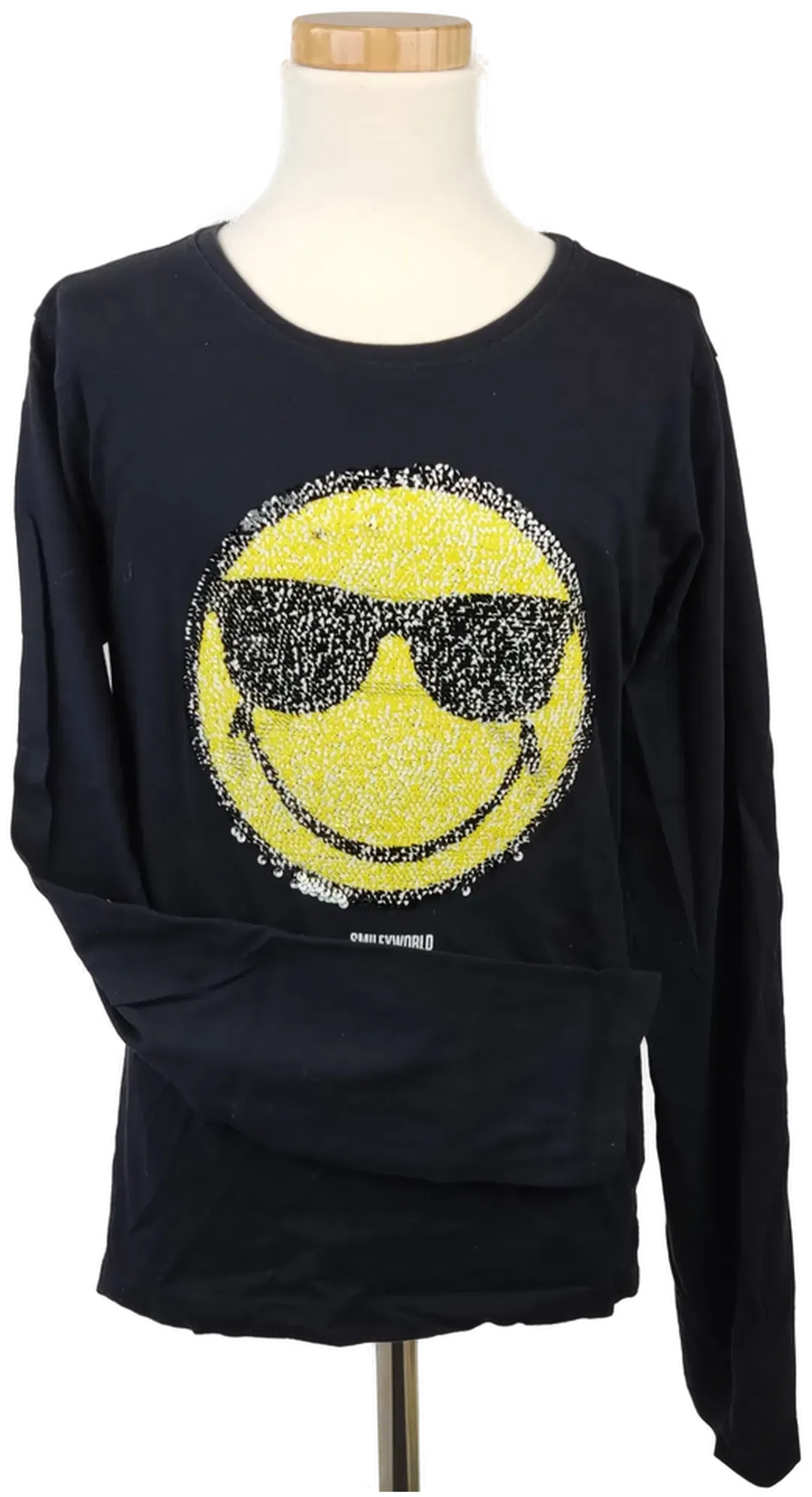 H&M Kinderlangarmshirt schwarz mit Smiley Aufdruck - Gr.158/164 - Bild 1