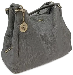 DKNY Damenhandtasche aus genarbtem Leder in Grau