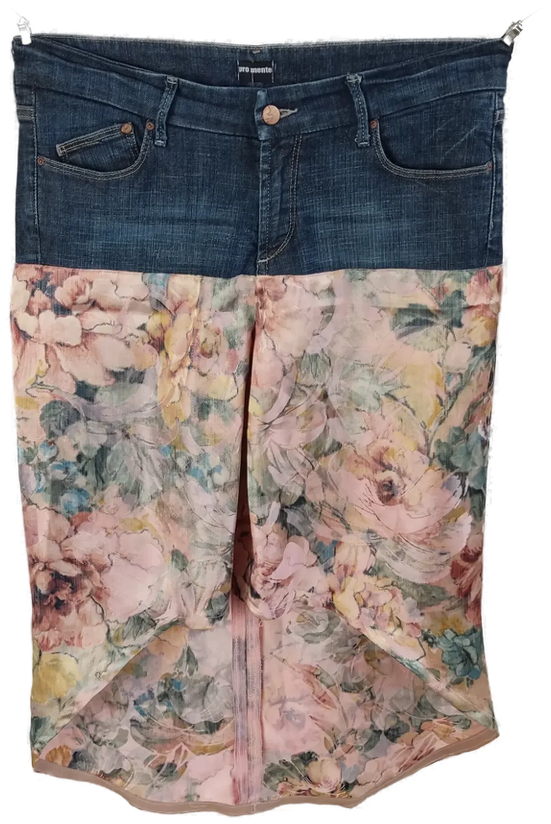 Großgeblümter Damenrock mit Jeans-Oberteil - 42 - Bild 1