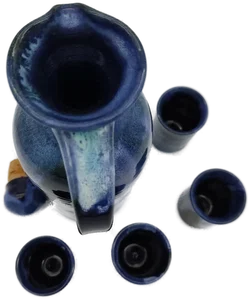 Tonkrug mit  5 Stamperl blau - Bild 3