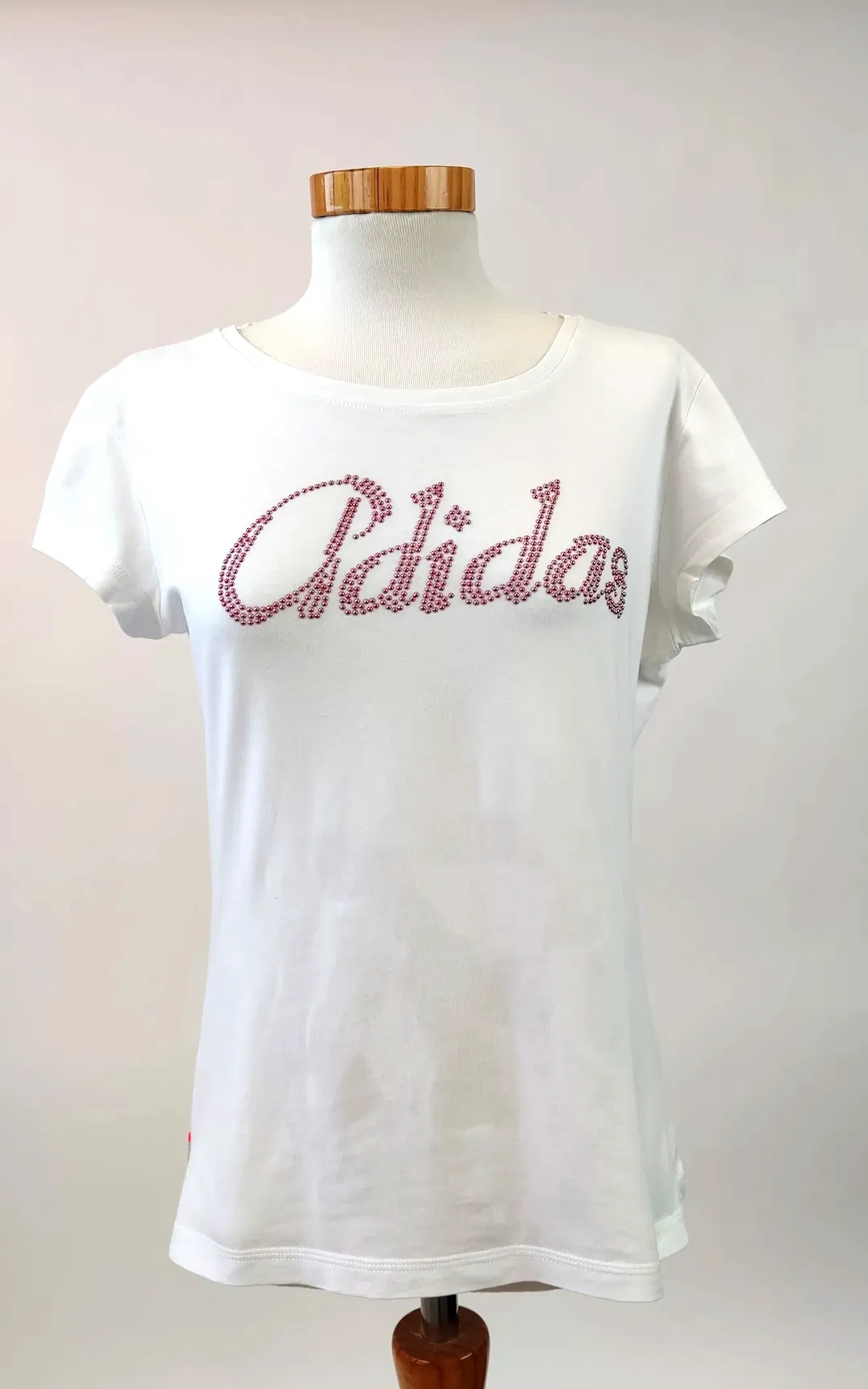 (Flohmarkt) Adidas Damen T-Shirt weiß mit Aufdruck rosa Gr. 38 - Bild 4