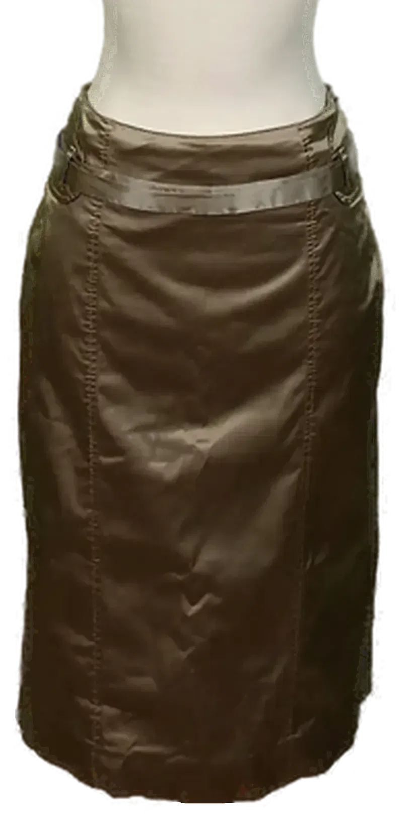 Marc Cain Damen Midirock khaki glänzend Gr. S  - Bild 1