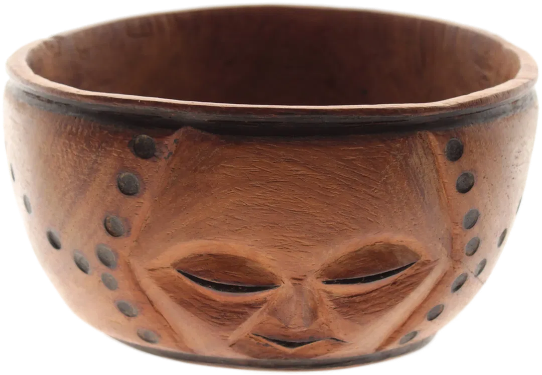 Handgeschnitzte Holzschale mit Gesicht – Afrikanische Kunst – Ø 20 cm - Bild 1