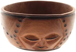 Handgeschnitzte Holzschale mit Gesicht – Afrikanische Kunst – Ø 20 cm - Bild 1