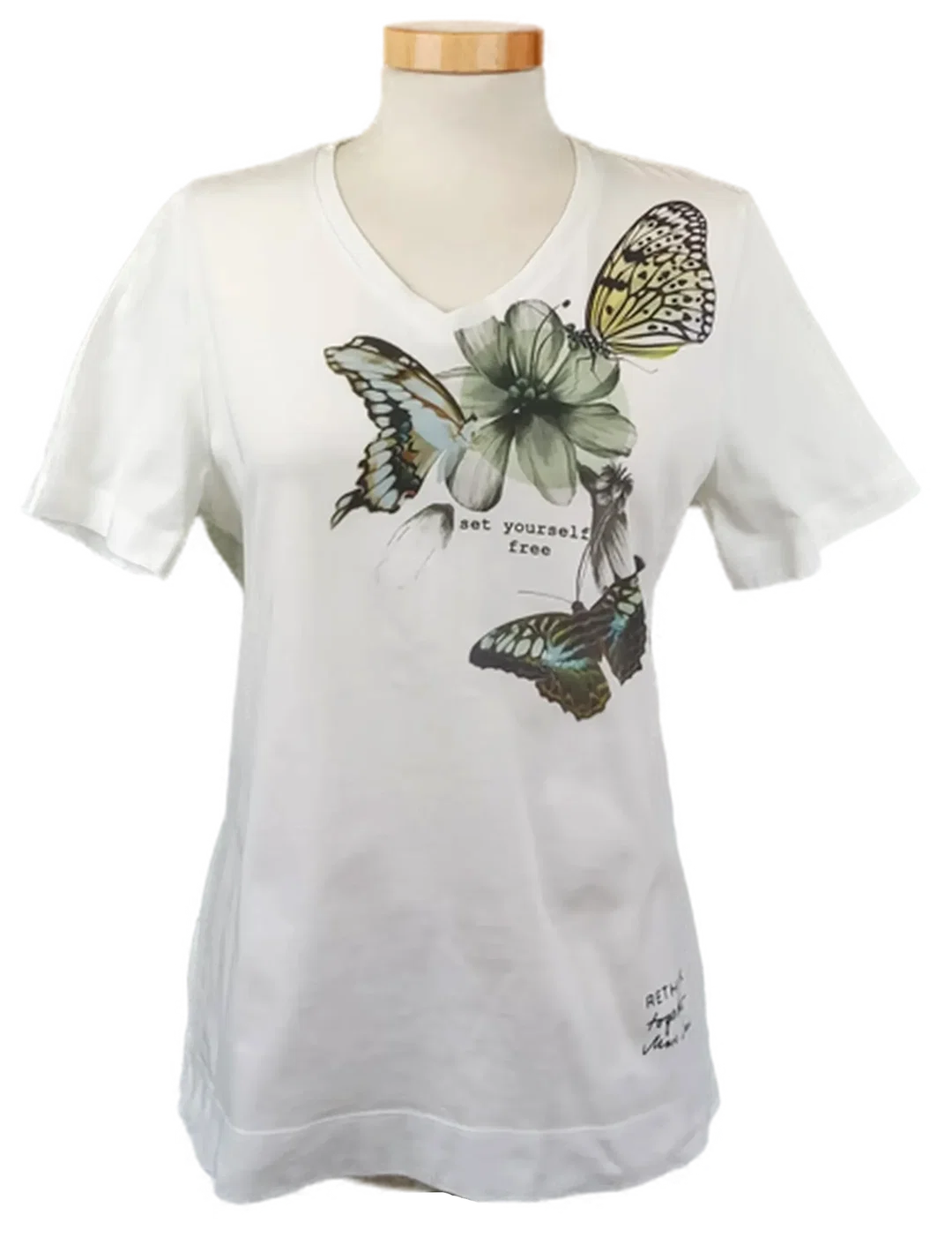 Marc Cain Damen T-Shirt weiß gemustert Gr. M - Bild 1