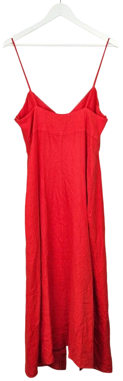 ZARA Damen Leinenkleid, rot - Gr. L - Bild 2