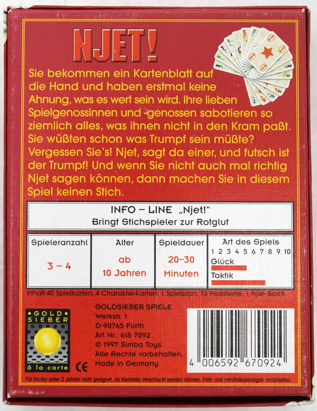 NJET! – Kartenspiel von Stefan Dorra | Goldsieber 1997 | Deutsch – Bild 2