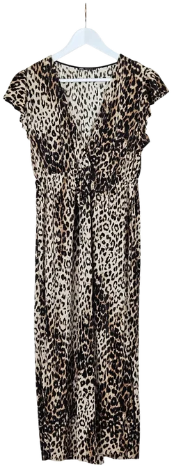 ZARA Damen Maxikleid mit Animal Print, braun - Gr. L - Bild 1