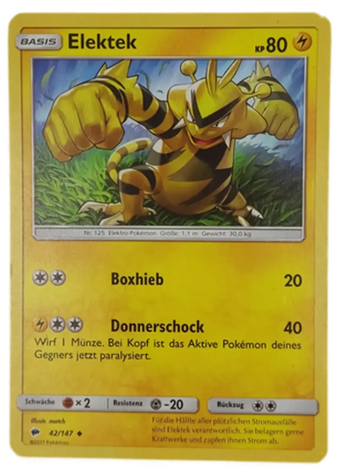  Pokémon Sammelkarte Elektek Basis - Bild 1