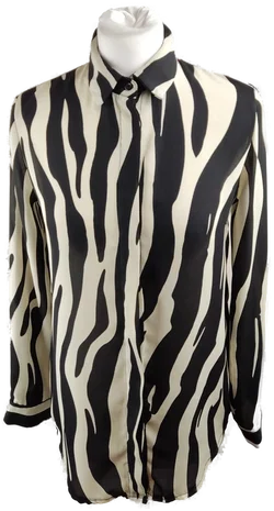 Damenhemd Größe S/36 Schwarz-Creme Gestreift | Retro-Charme – Vorschau 1