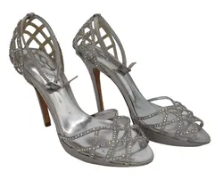 Karen Millen Damen Abendschuhe, silber - Gr. 39 - Bild 1