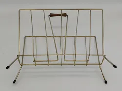 Vintage-Zeitschriftenständer aus Messing mit Holzgriff  - Bild 4