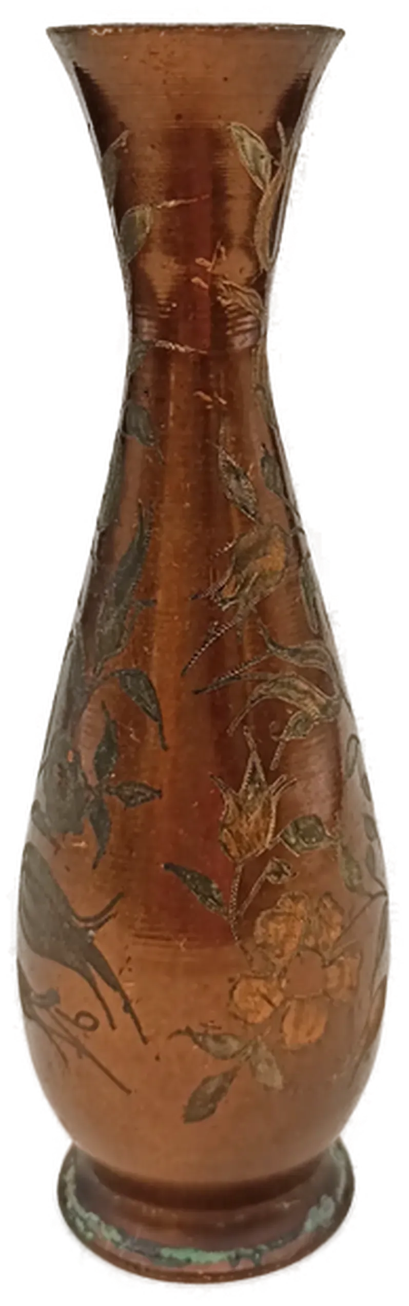 Vintage Kupfer-Vase mit floraler Gravur – Handgearbeitete Metallvase – Bild 2