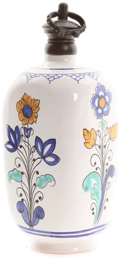 Vintage Keramikflasche von 1960 | Handbemalt | Studiokeramik T.K. | Florales Dekor & Stöpsel - Bild 3