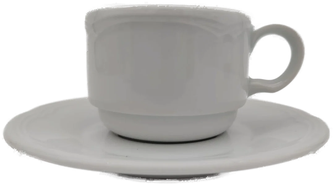 Lilien Porzellan Caroline weiß (Hornig Kaffee) Tasse mit Untertasse – Bild 2