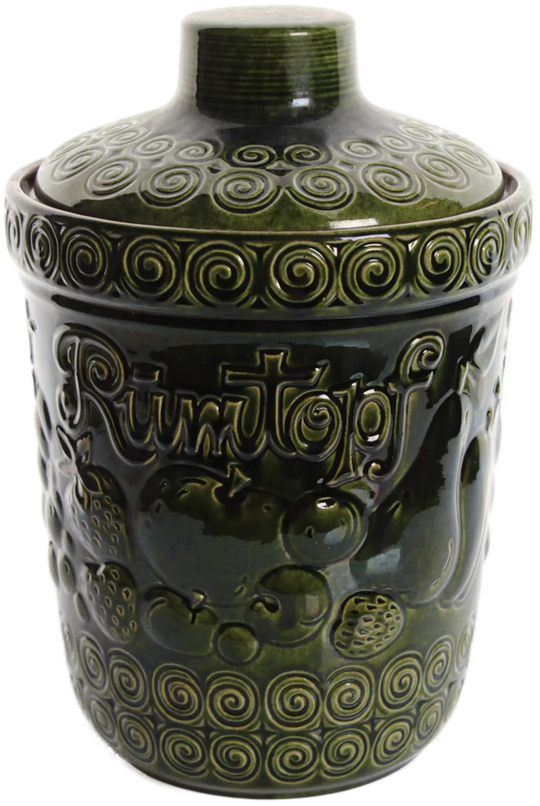 Vintage Rumtopf West Germany – Grünglasierter Keramiktopf mit Reliefdekor - Bild 4