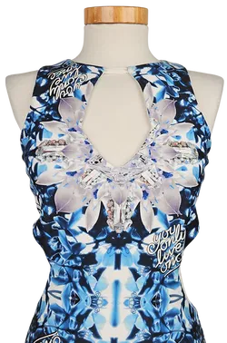 PHILIPP PLEIN Damen Minikleid, blau/weiß - Gr. S  - Bild 4